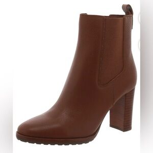 Lauren Ralph Lauren Mylah Tan Leather Block Heel Ankle Boot